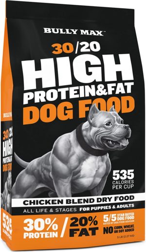 bully max high performance super premium dog food for all ages for puppies adult dogs 535 calories per cup for muscle size growth and weight