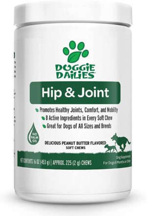 doggie dailies glucosamine for dogs 225 soft chews advanced hip and joint supplement for dogs with glucosamine chondroitin msm hyaluronic acid and coq10 premium dog glucosamine