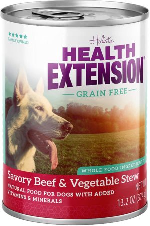 health extension grain free savory beef stew canned wet dog food 12 13 2 oz cans