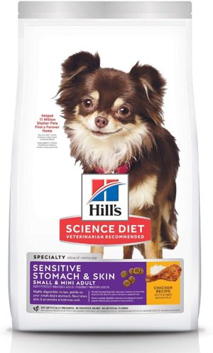 hills science diet dry dog food adult small mini breeds sensitive stomach skin chicken recipe