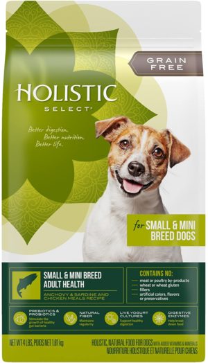 holistic select natural grain free dry dog food small mini breed adult recipe 4 pound bag