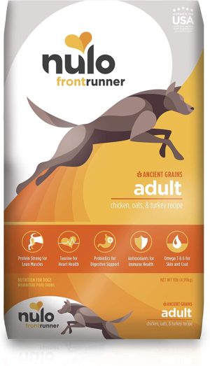 nulo frontrunner dry dog food for adult dogs ancient grain inclusive recipe all natural pet kibble with high taurine levels animal protein for lean strong muscles