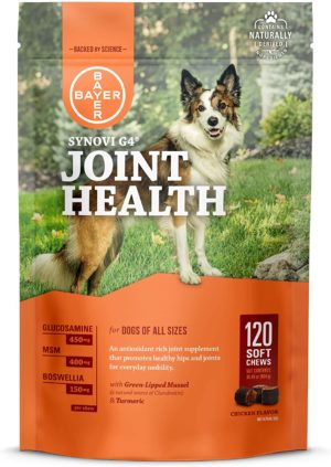 synovi g4 dog joint supplement chews 120 count for dogs of all ages sizes and breeds