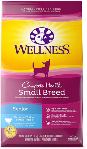 wellness complete health natural dry small breed dog food small breed senior turkey peas 1