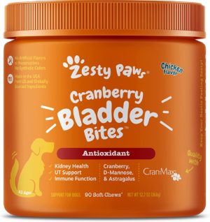 zesty paws cranberry bites for dogs kidney bladder urinary tract